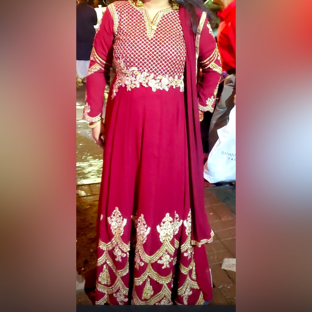Designer Dark Red/ Maroon Embroidered Anarkali Salwar